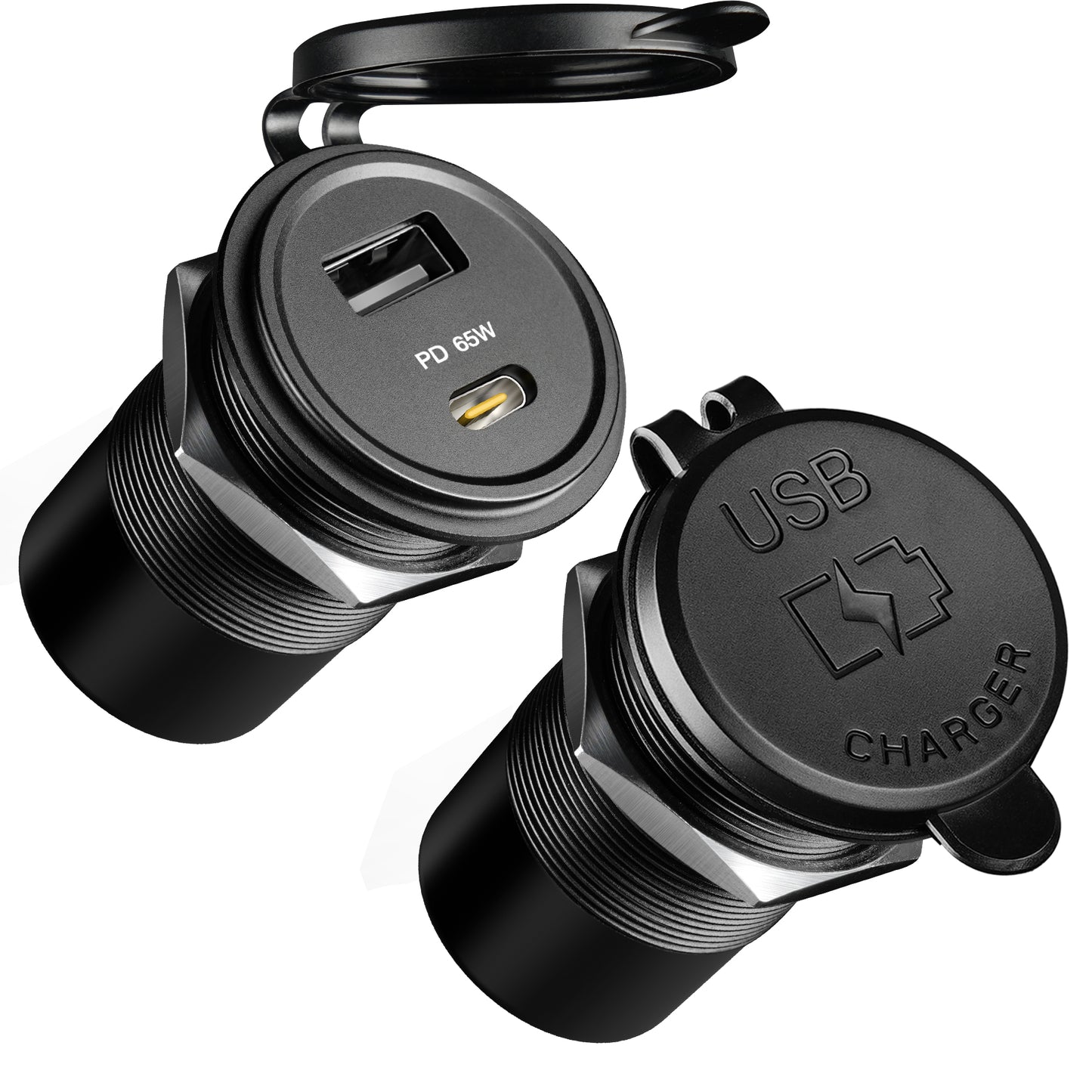 12V USB Socket 65W PD3.0 & 18W QC3.0, RV USB Outlet Aluminum Starlink mini Laptop Waterproof, Fast Charging for Marine Boat Bus Car Truck ATV Golf