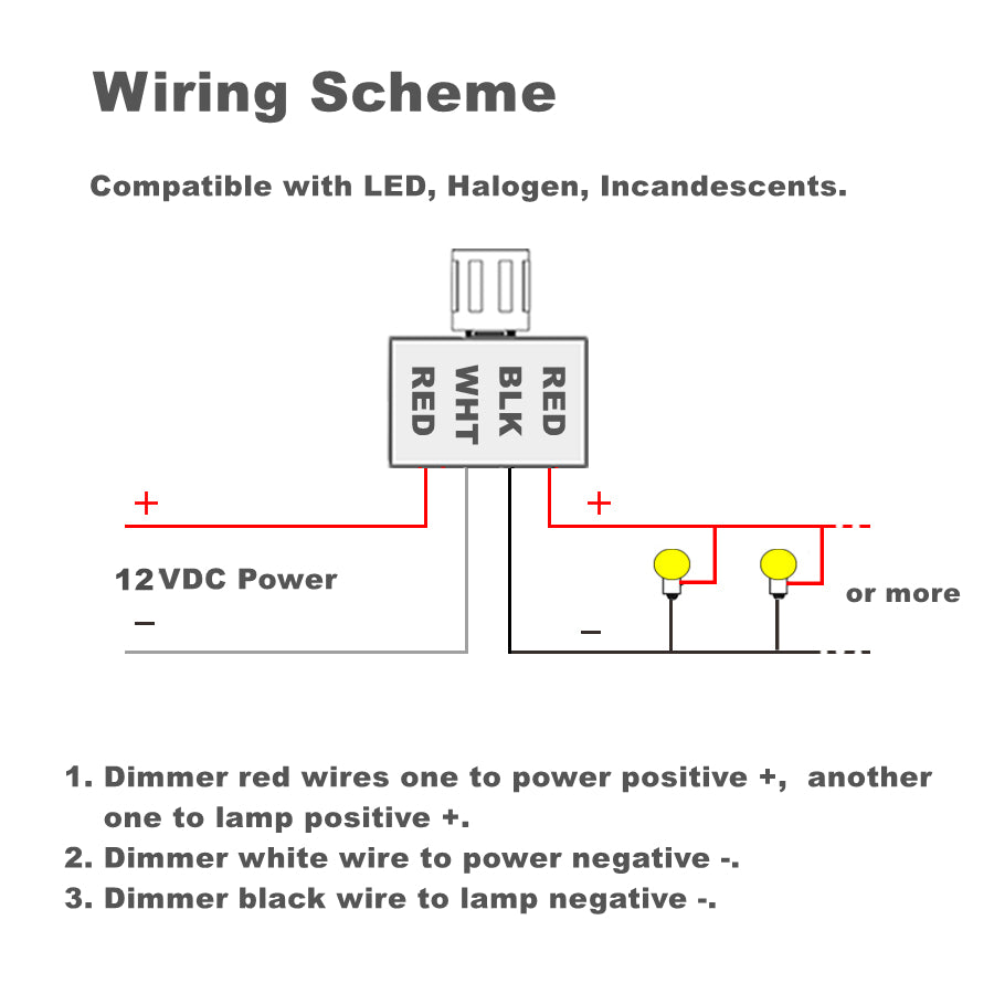 12V Dimmer Switch LED Light Dimmer, Rotary Dimming Switch for RV Boat Truck Van LED Lighting 6A