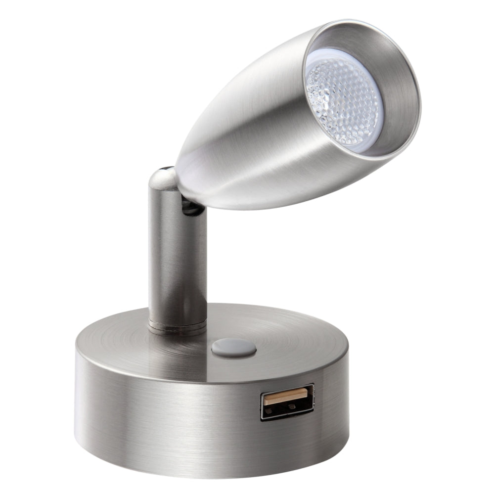 12V LED Spot Reading Light RV Dimmable with USB Charger Swivel Hard-wired(Brushed Nickel)