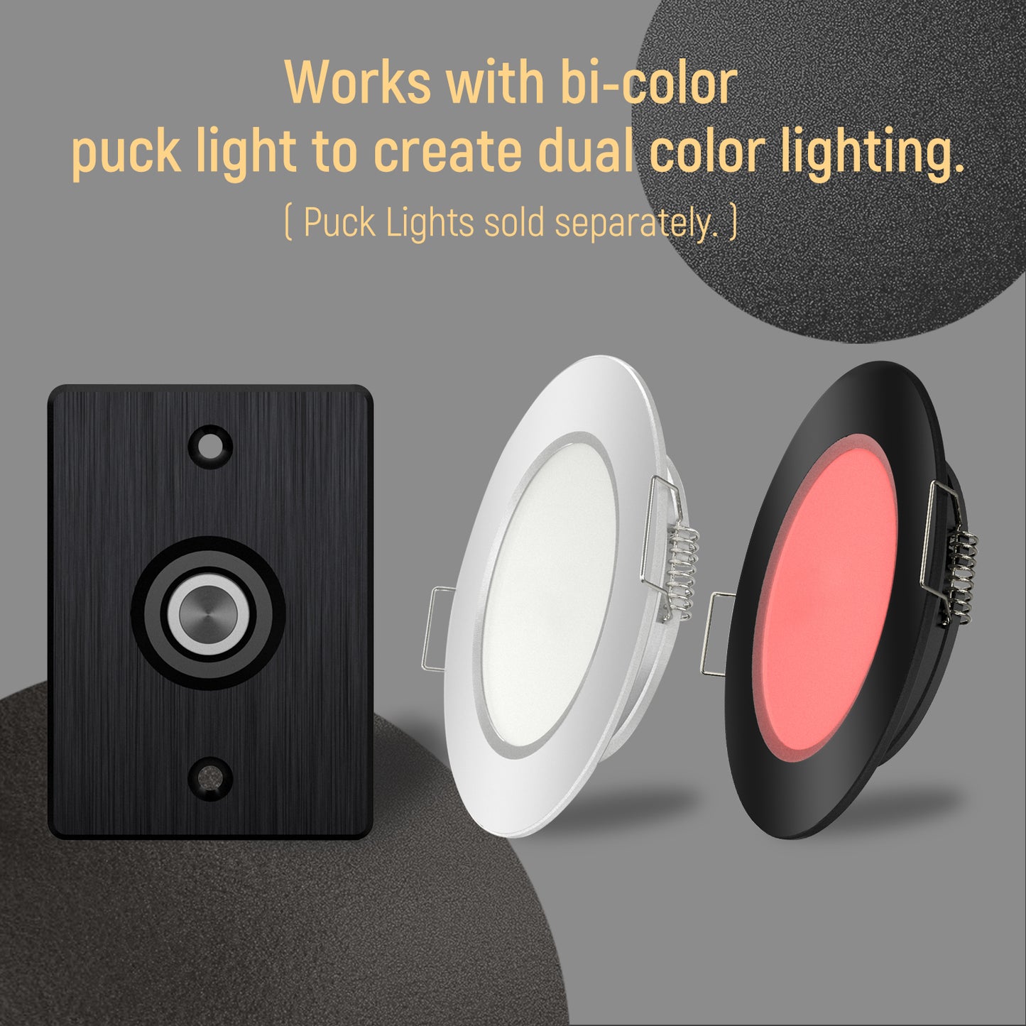 acegoo 12V Bi-color PWM Dual-mode Dimmer Switch Push Button Dimmer Full Aluminum, DC12V 6A (Note:Works with acegoo 12V Bi-color Puck Lights)