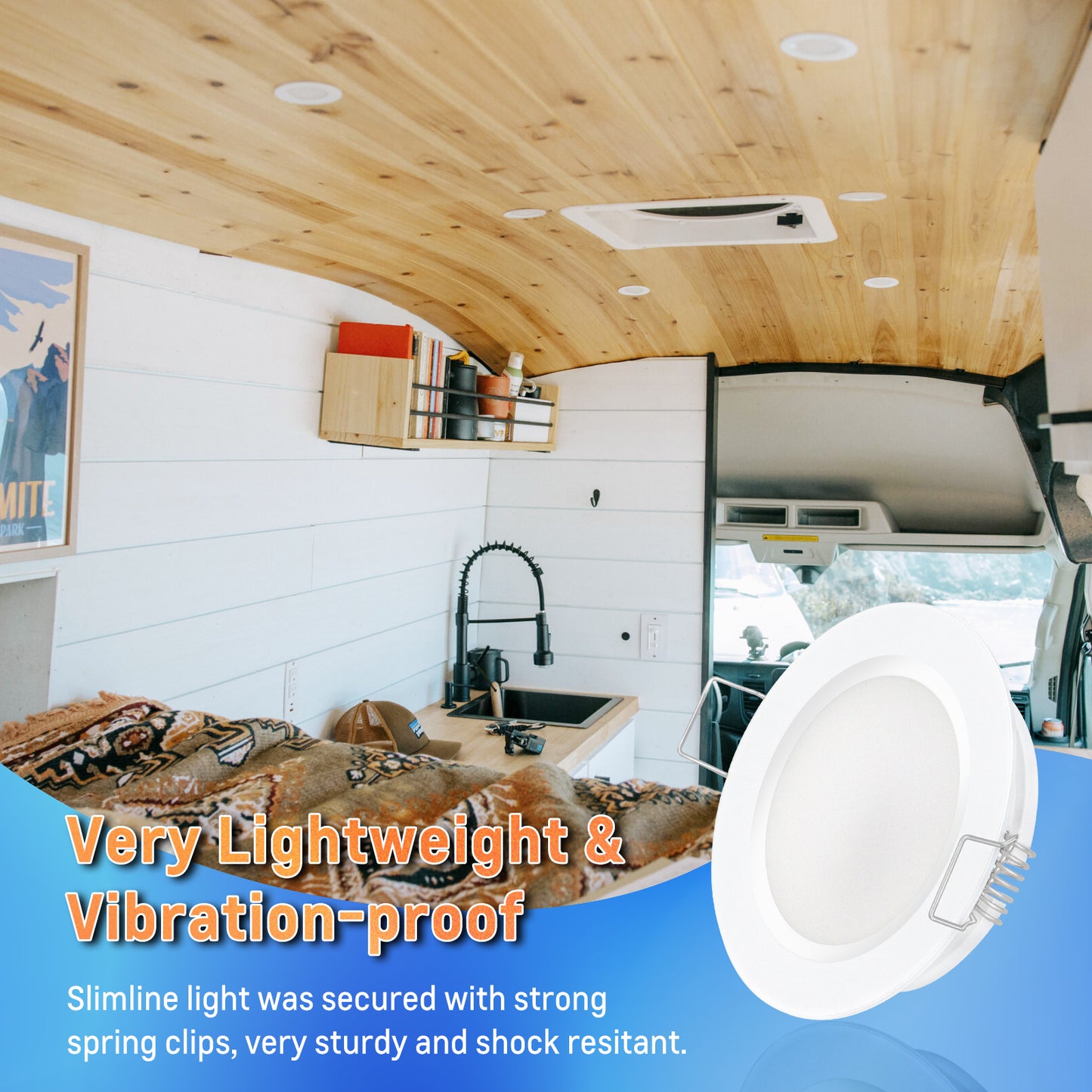 12V LED Puck Light, RV Boat Recessed Mount Ceiling Light for Camper Vans Truck Interior Lighting, 6 Pack White