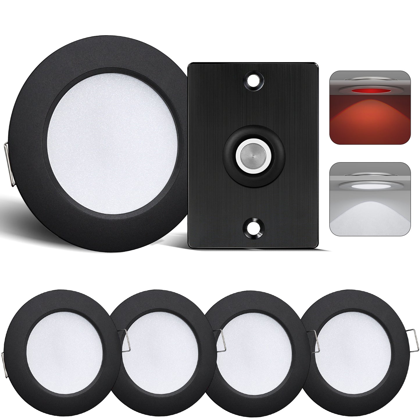 12V LED Puck Light Kit, RV 3” Bi-color LED Downlight Full Aluminum for Boat Camper Van Trailer Motorhome, 3W CRI90+ Dual Color (12V Dimmer included)
