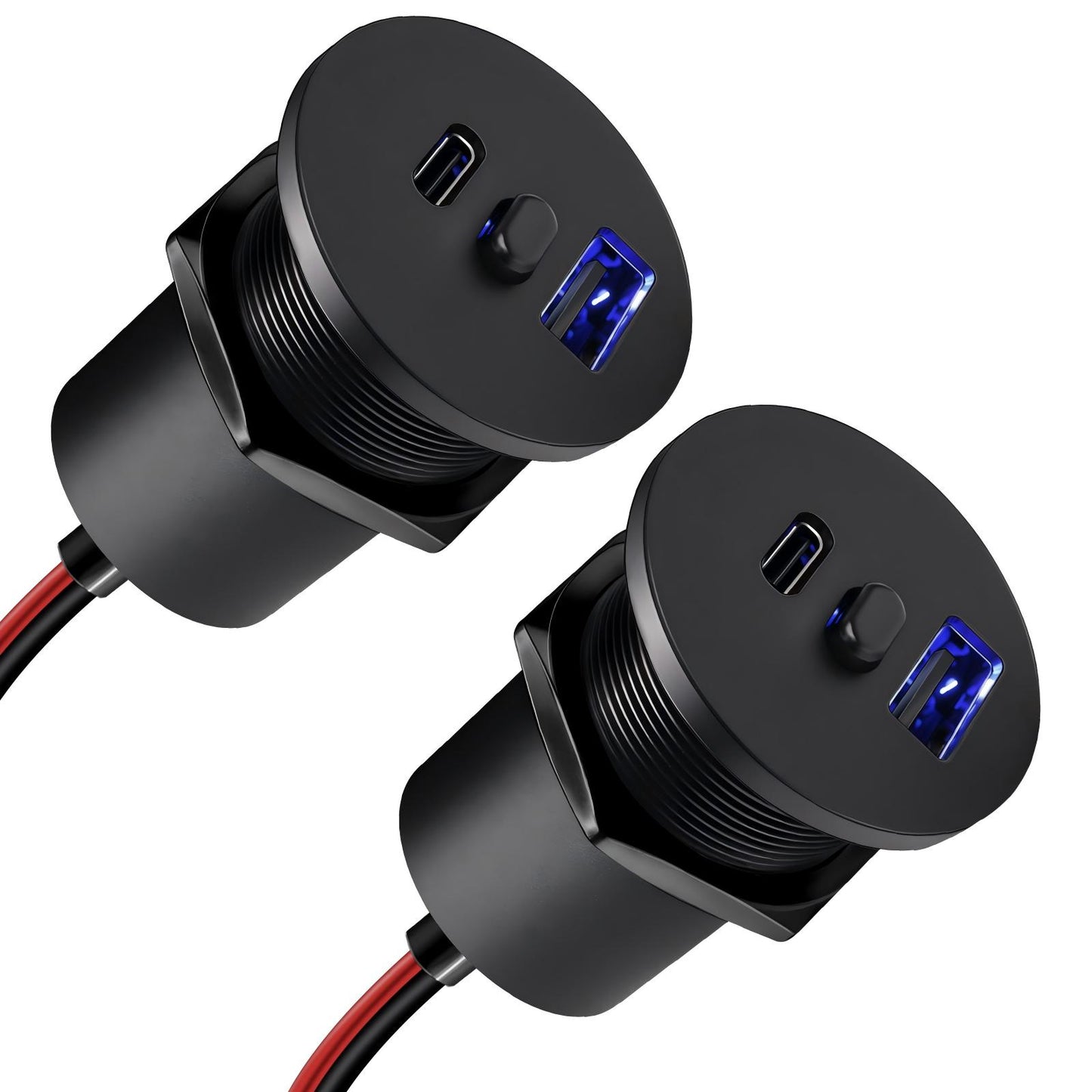 48W 12V USB Socket Outlet, PD3.0 30W+QC3.0 18W Built-in Switch& Blue Backlight