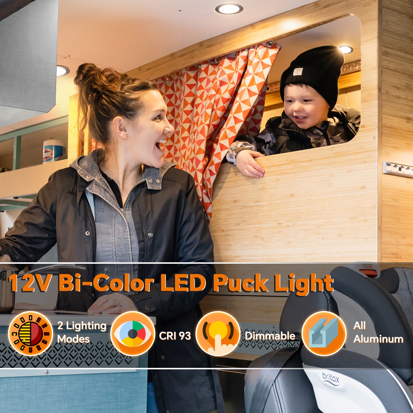 acegoo 12V Bi-color 3” Recessed Puck Light for RV Boat Camper Van, 3W CRI90+ Dual Color (Note:Works with acegoo 12V dual-mode dimmer)