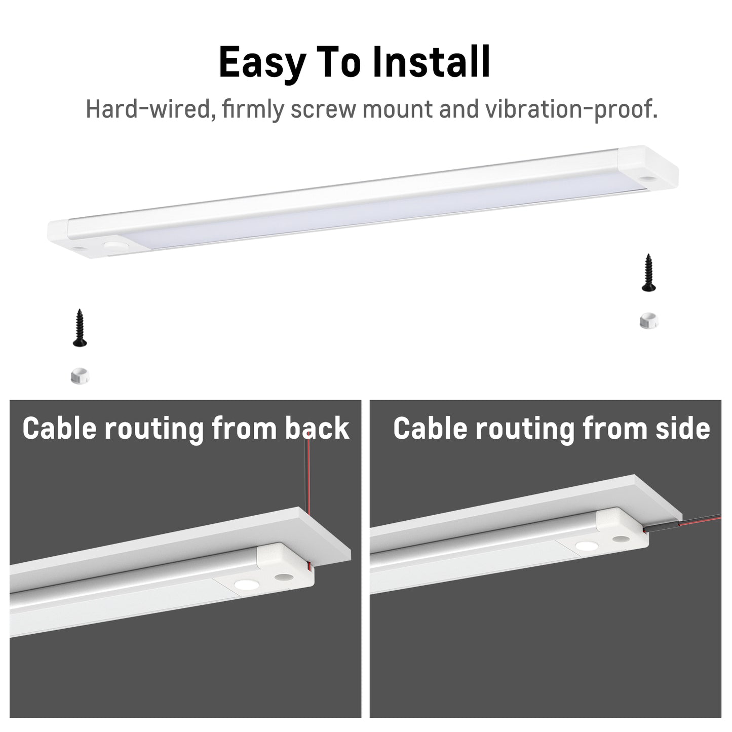 RV 12V Under Cabinet LED Lighting Linear Light Bar with Integral Dimming Switch & Red Light, Screw Mount Hard-Wired CRI90+ 12 Inches 2 Pack