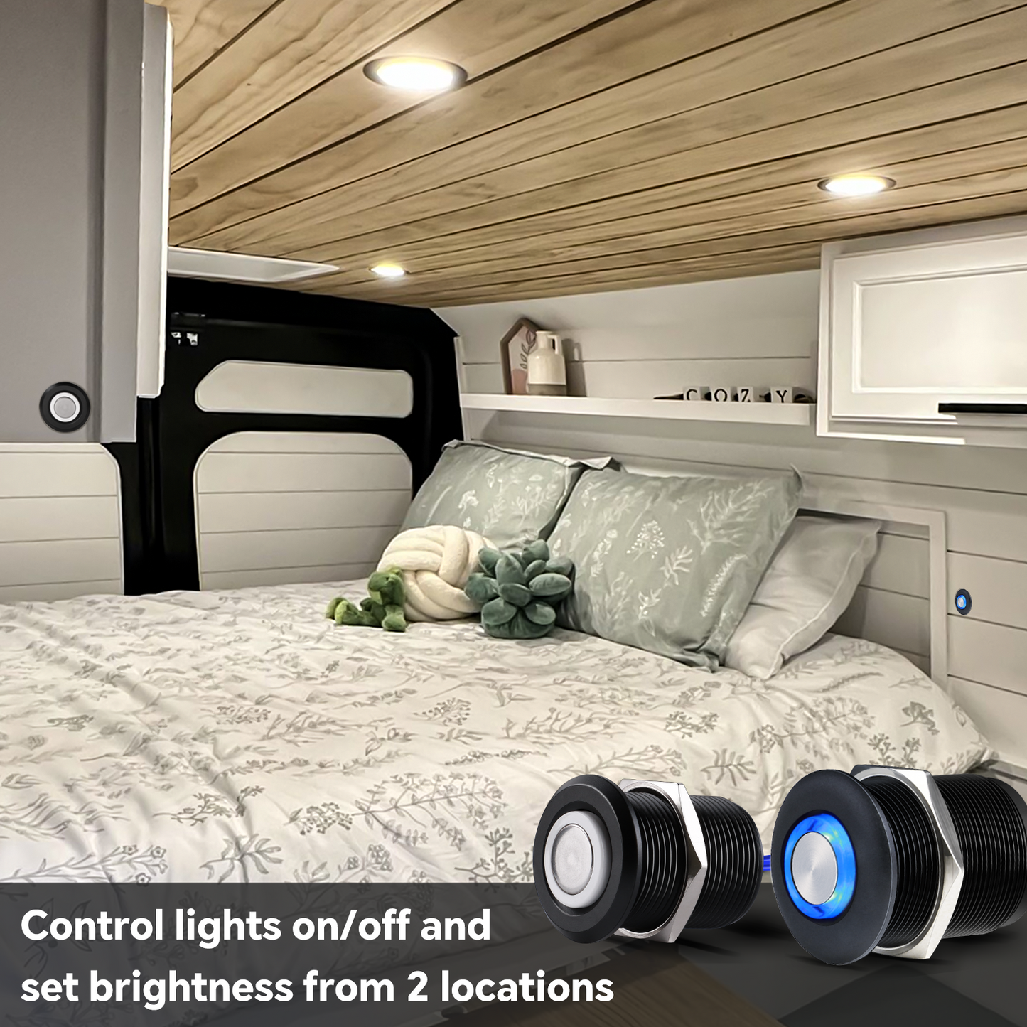12V 3-way Dimmer Switch Kit, RV On/off/dimming Control Light for Motorhome Boat Camper Van Truck, LED Strip Light, All-aluminum, 6A