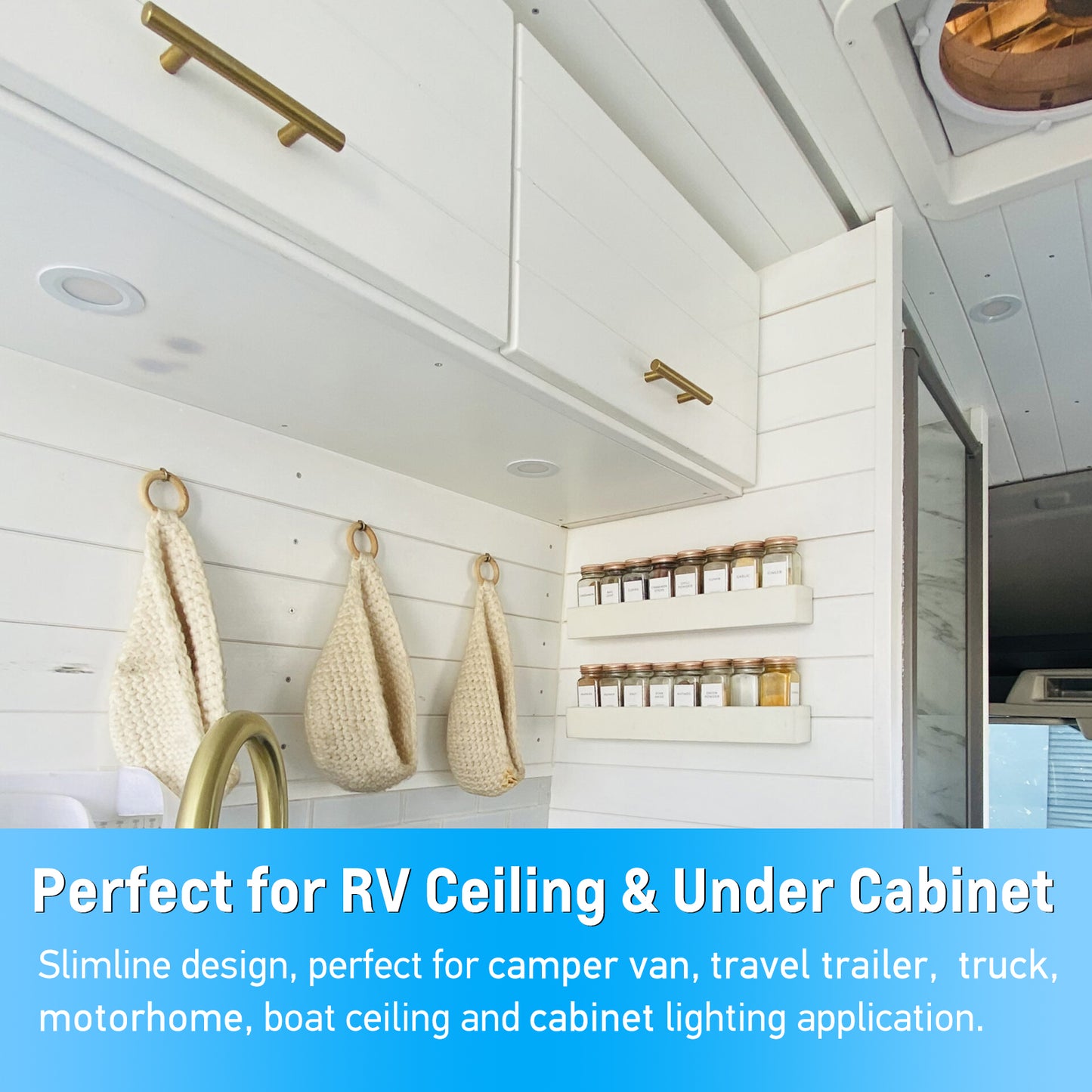 12V LED Puck Light, RV Boat Recessed Mount Ceiling Light for Camper Vans Truck Interior Lighting, 6 Pack White