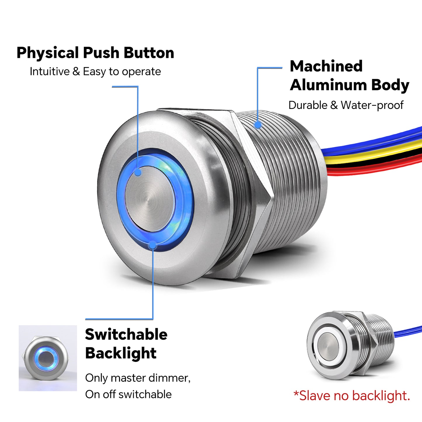 12V 3-way Dimmer Switch Kit, RV On/off/dimming Control Light for Motorhome Boat Camper Van Truck, LED Strip Light, All-aluminum, 6A