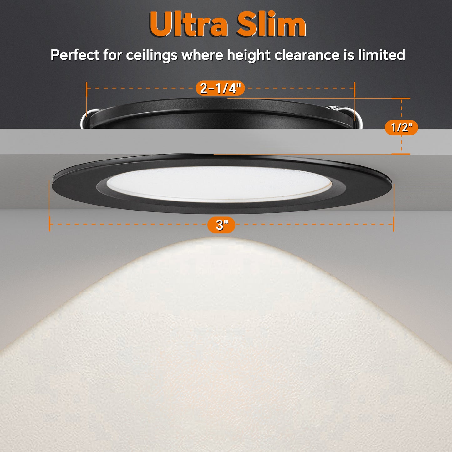 acegoo 12V Bi-color 3” Recessed Puck Light for RV Boat Camper Van, 3W CRI90+ Dual Color (Note:Works with acegoo 12V dual-mode dimmer)