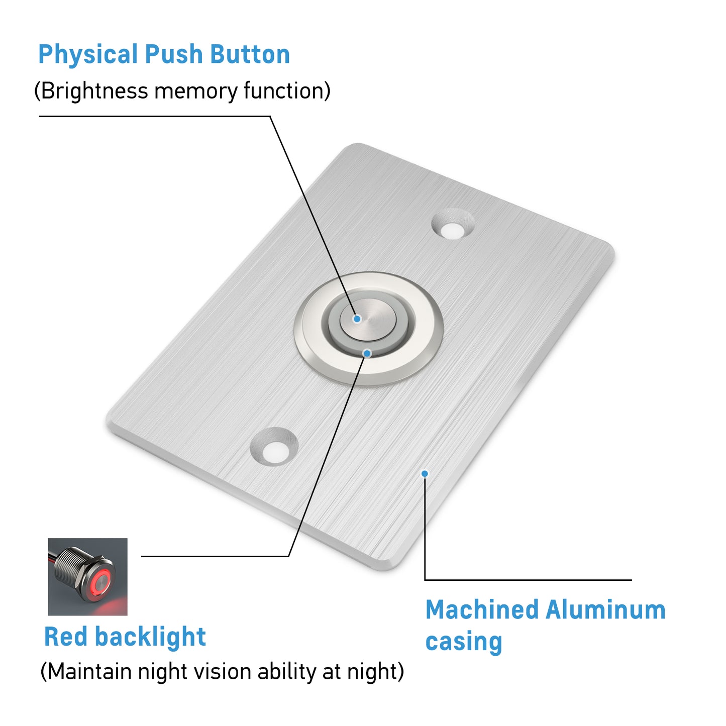 12V Dimmer Switch PWM Low Side, Push Button Dimmer for RV Boat Lighting & Led Strip Light, 6A Full Aluminum with Red Ring Light