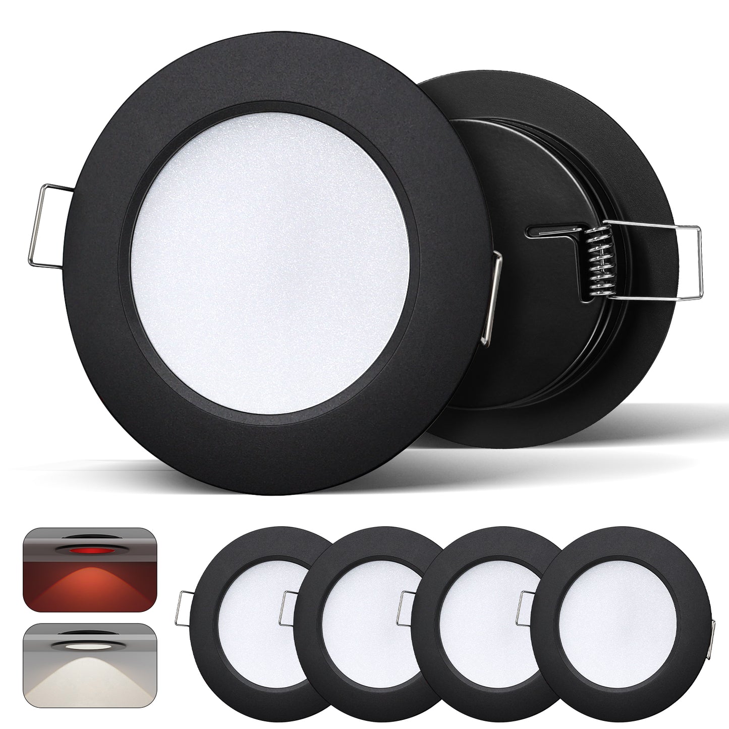 acegoo 12V Bi-color 3” Recessed Puck Light for RV Boat Camper Van, 3W CRI90+ Dual Color (Note:Works with acegoo 12V dual-mode dimmer)