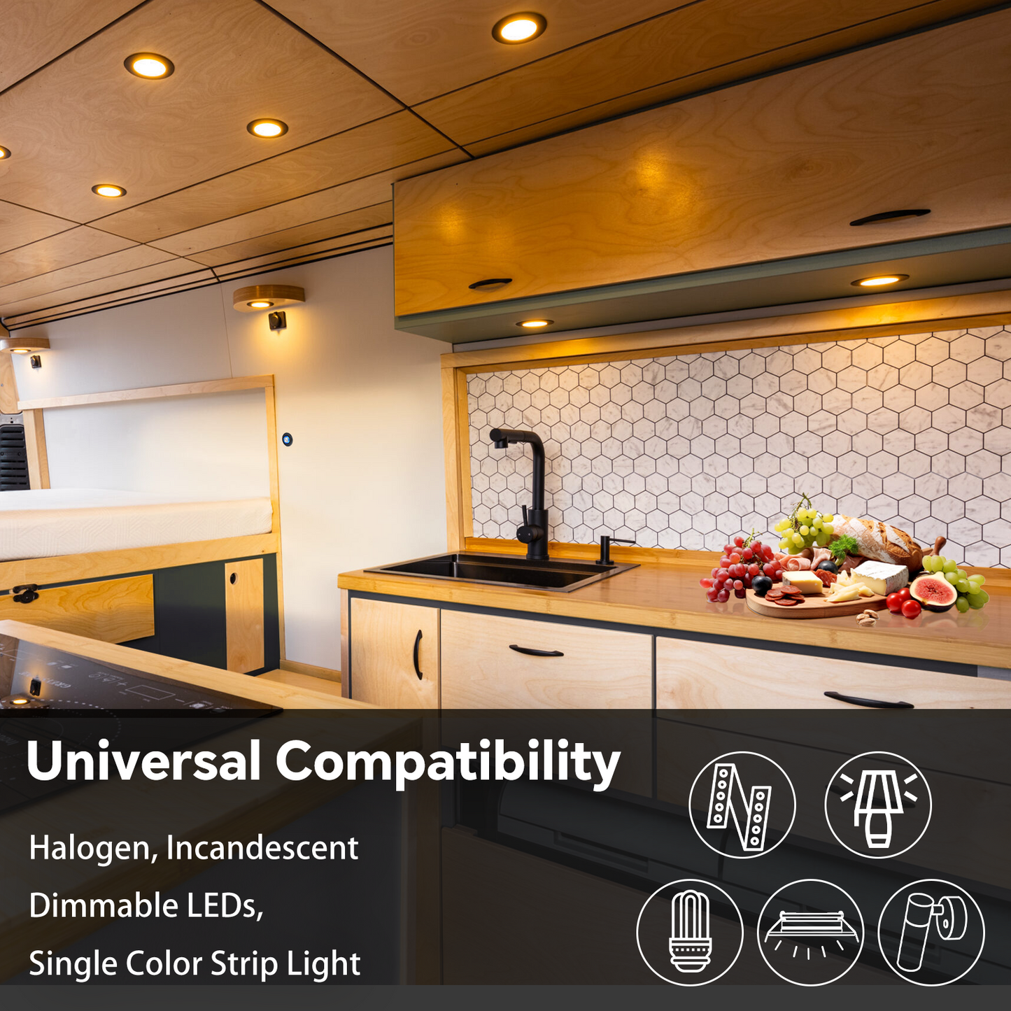 12V 3-way Dimmer Switch Kit, RV On/off/dimming Control Light for Motorhome Boat Camper Van Truck, LED Strip Light, All-aluminum, 6A