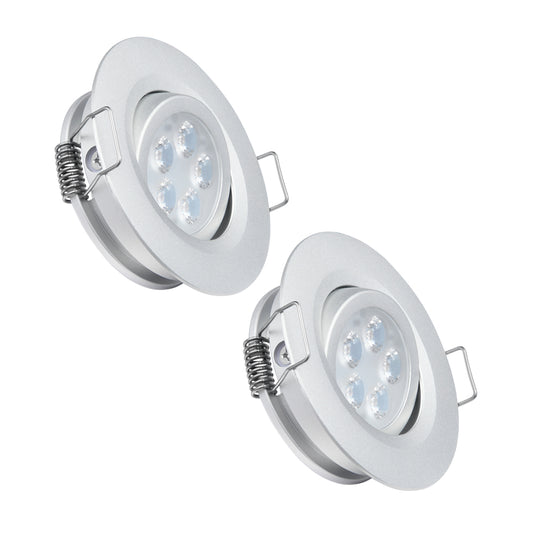 Swivel RV Light Recessed Puck Light 12V LED Spotlight RV Interior Light, 36° Beam Angle Vertical 70° Adjustment,Full Aluminum Downlights,Diameter 2-3/4 Inch Silver