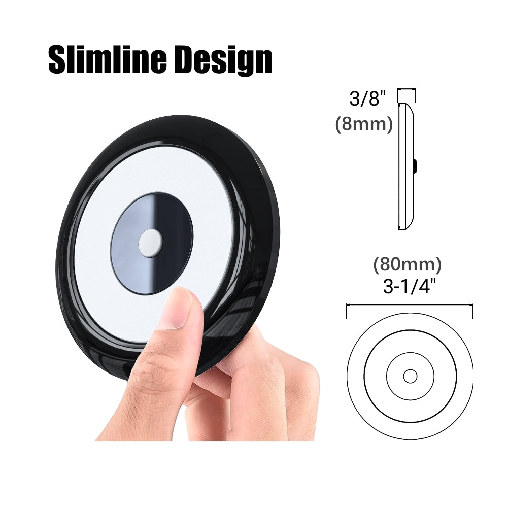 12V LED Ceiling Dome Light Dimmable, RV Boat 3”Under Cabinet Down Light, Surface Mount Ceiling Light, Inbuilt Dimmer Switch & Blue Nightlight, CRI90 Black
