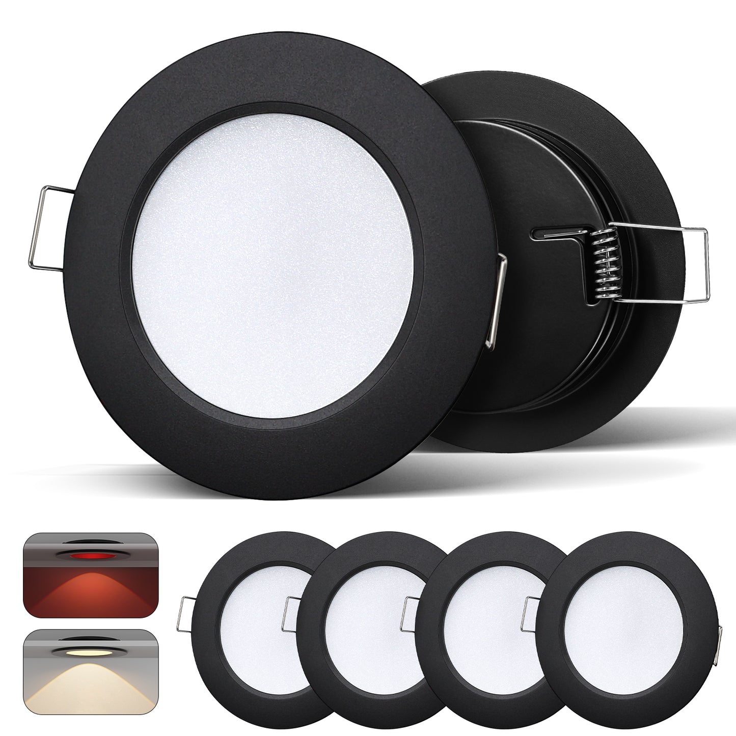 acegoo 12V Bi-color 3” Recessed Puck Light for RV Boat Camper Van, 3W CRI90+ Dual Color (Note:Works with acegoo 12V dual-mode dimmer)