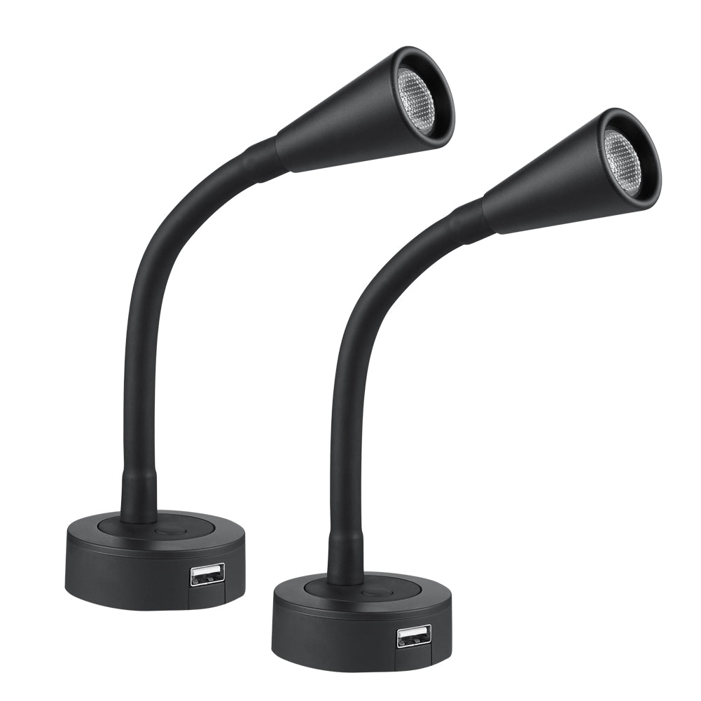 12V LED Reading Light RV Dimmable Built-in USB Charger Flexible