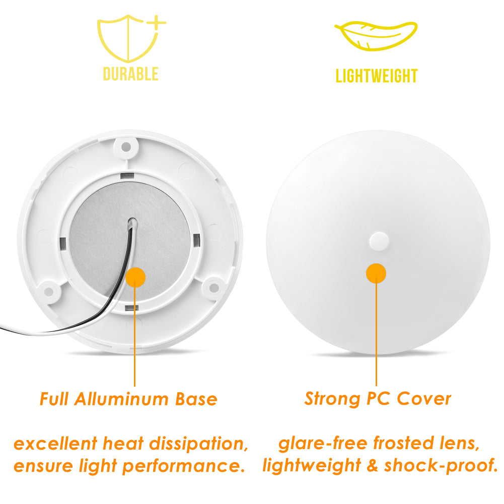 12V Dimmable LED Ceiling Puck Light, RV Boat Dome Light with Push On Off Dimming Switch, Surface Mount for Trailer Interior Lighting