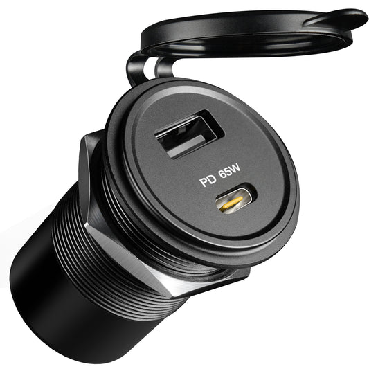 12V USB Socket 65W PD3.0 & 18W QC3.0, RV USB Outlet Aluminum Starlink mini Laptop Waterproof, Fast Charging for Marine Boat Bus Car Truck ATV Golf