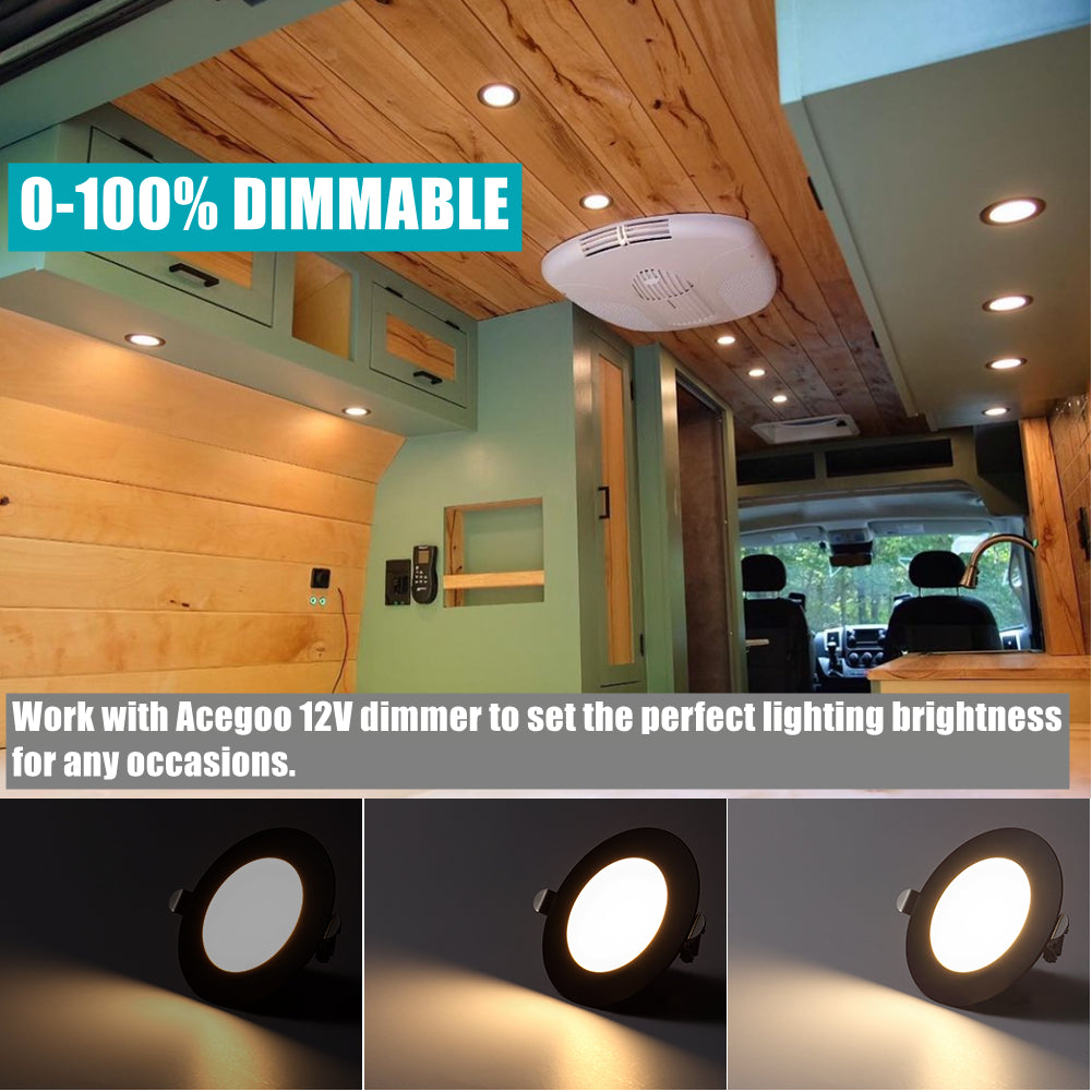 12V LED Puck Light RV Boat Recessed LED Ceiling Light Overhead 3 1 4 Acegoo