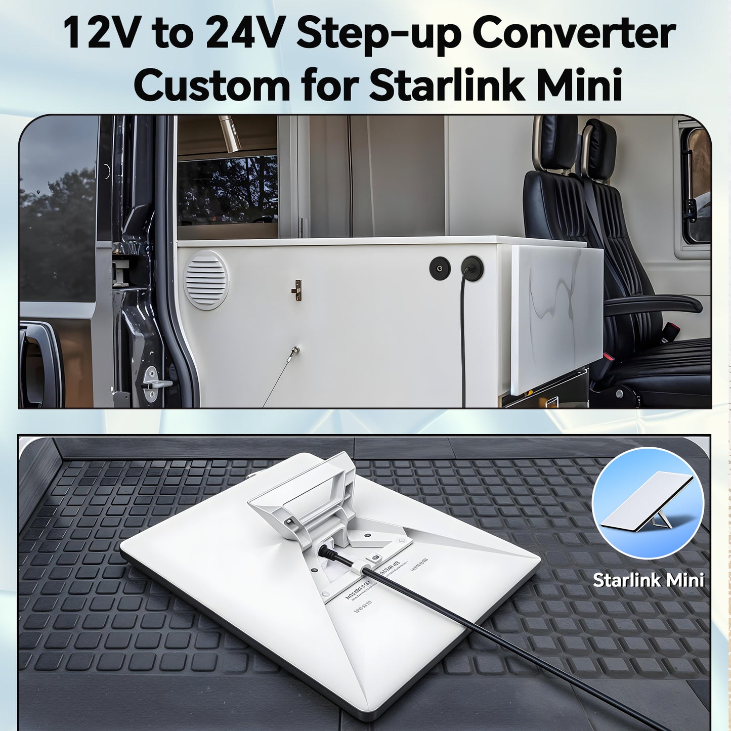 12V Power Boost Adapter for Starlink Mini, 12V-24V Step Up Converter to SL Mini Dish, Aluminum 24 Volt DC Socket for RV Boat Trailer Car, Input 12 Volt Output 24V/3.5A