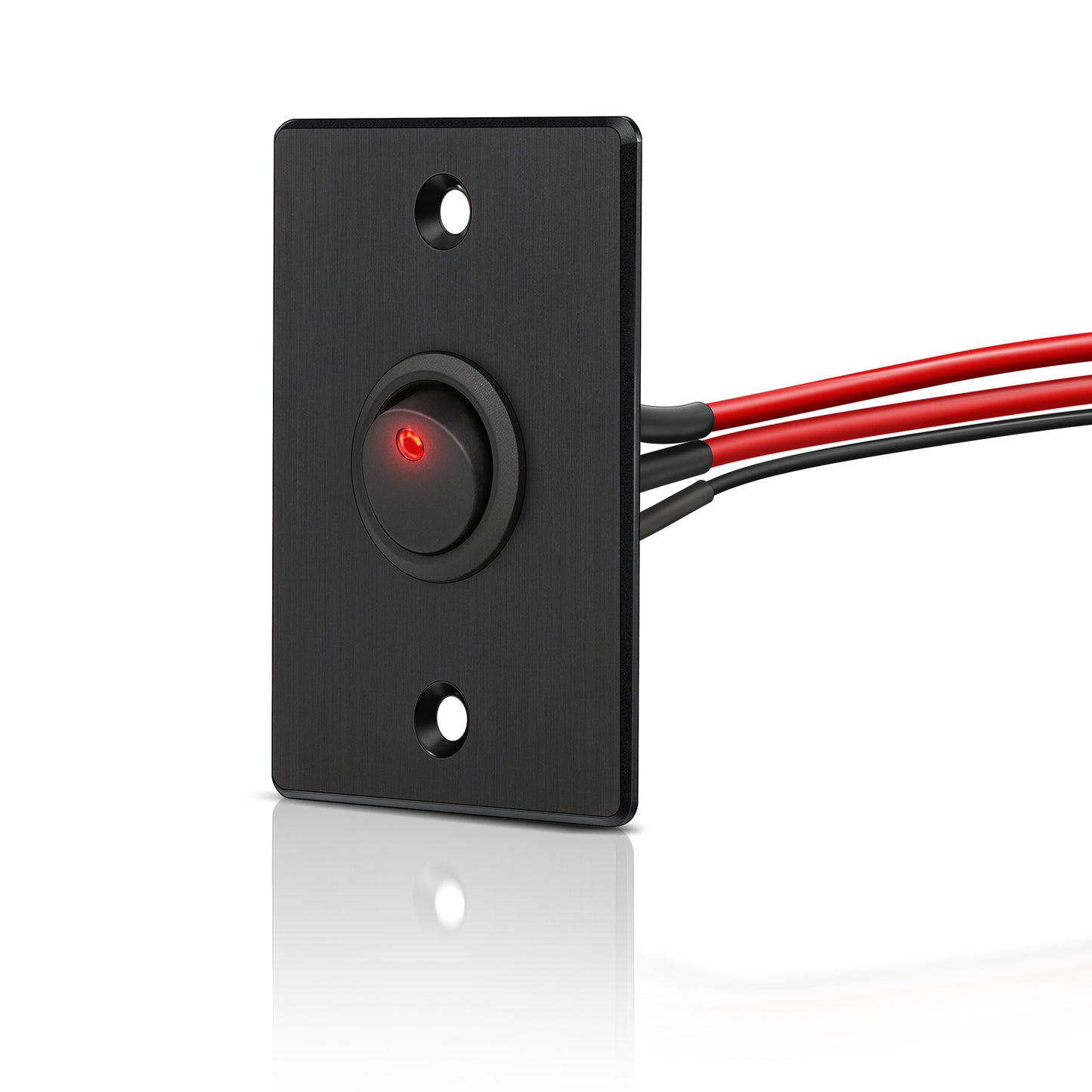 Aluminum Panel 12V Rocker Switch Red LED Lighted 20A SPST On/off Toggle Switch w/ 14 AWG Pre-wired Leads for RV Boat Truck Car Automotive or 12V/24V Circuit