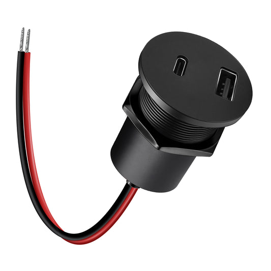 12V USB Outlet 48W Aluminum USB Charger Socket Dual Port Fast Charging Recessed Mount for RV Boat