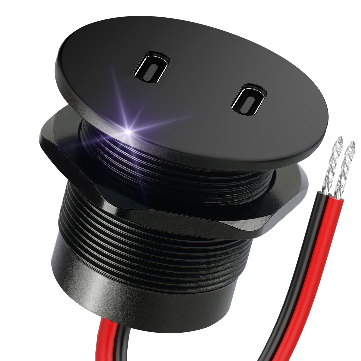 40W 12V USB C Socket, Dual Port USB C PD 3.0 20W Outlet All Aluminum