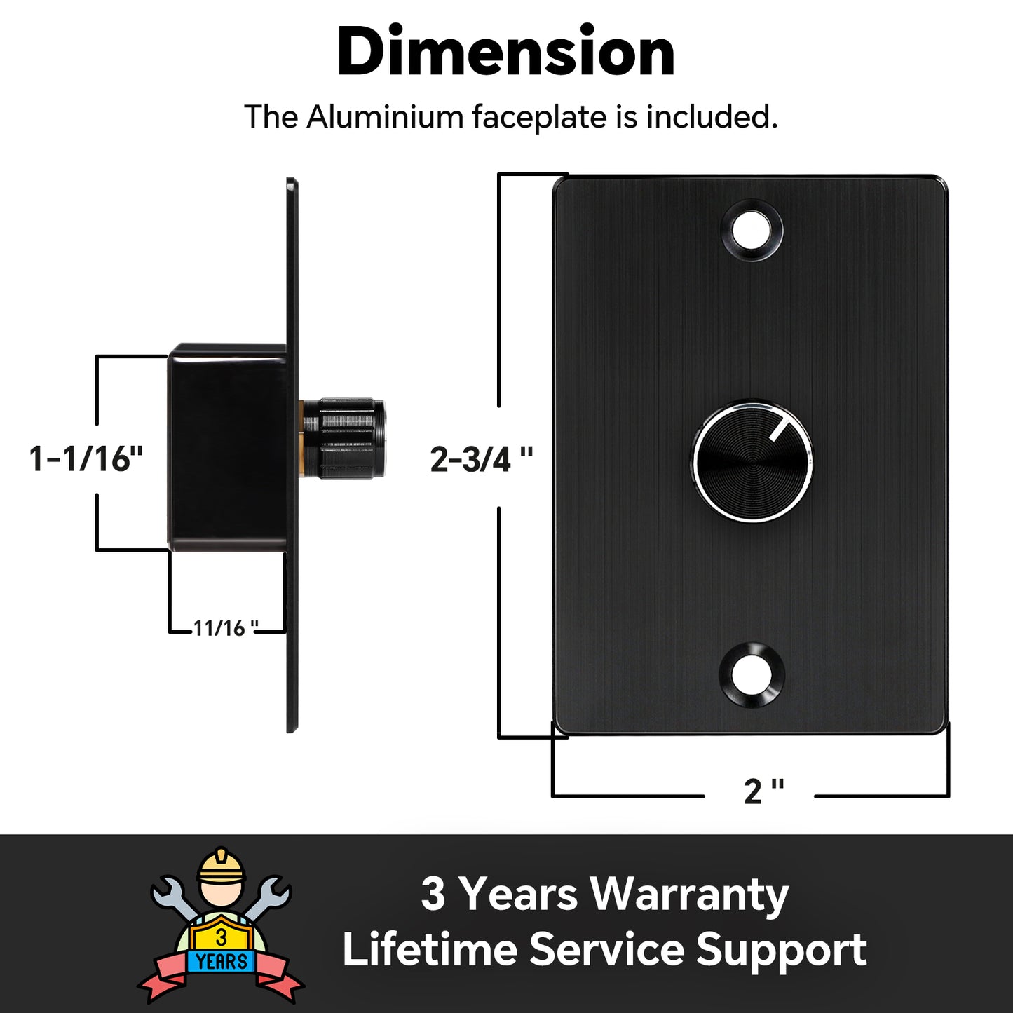 12V Dimmer Switch, 6A RV Light High-side PWM Dimmer, Perfect for Caravan Van Boat Truck Cars Strip Light and 12V LED Light Fixture, Rotary Dimming