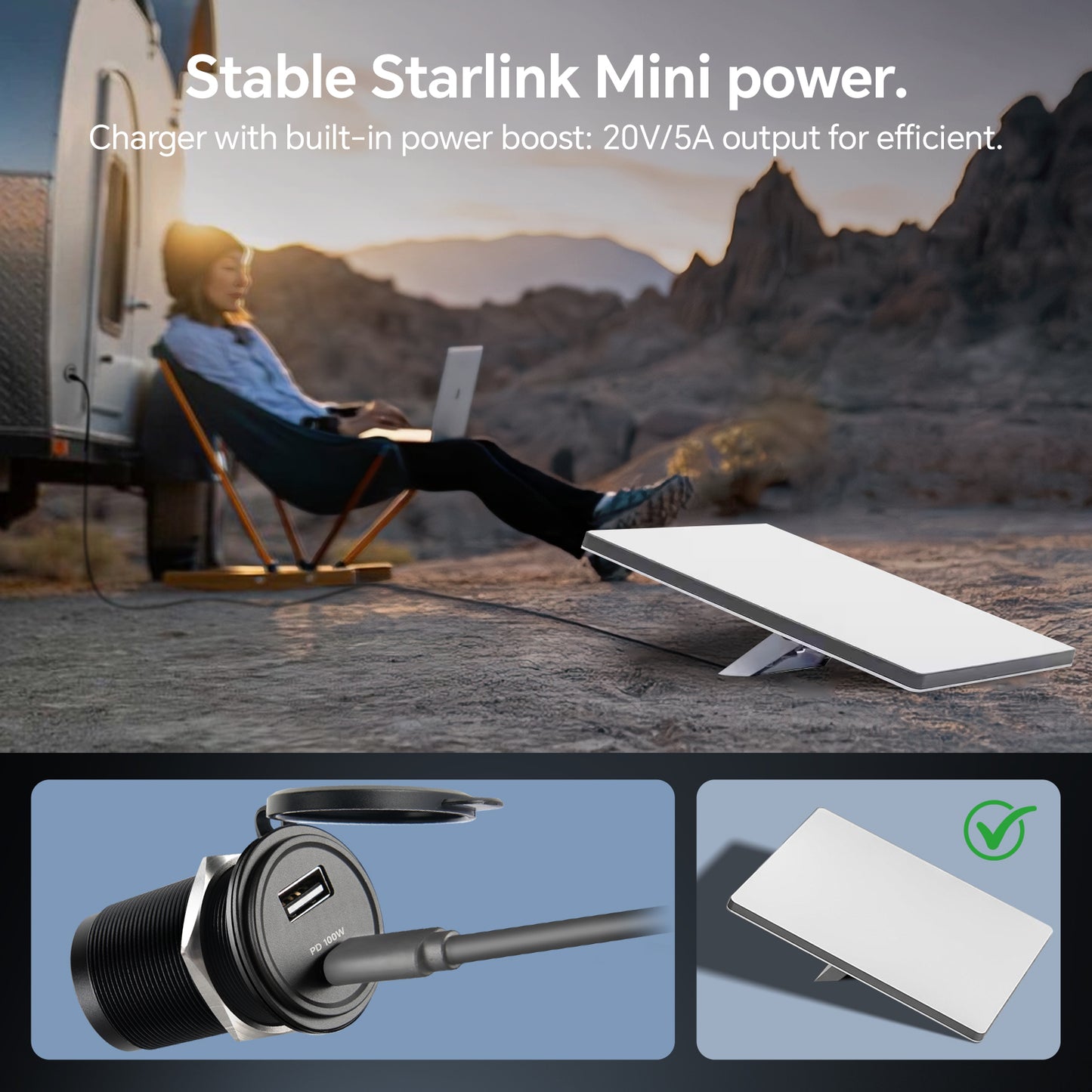 118W 12V USB Socket Aluminum Outlet, 100W PD3.0 USB-C & 18W QC3.0 USB-A