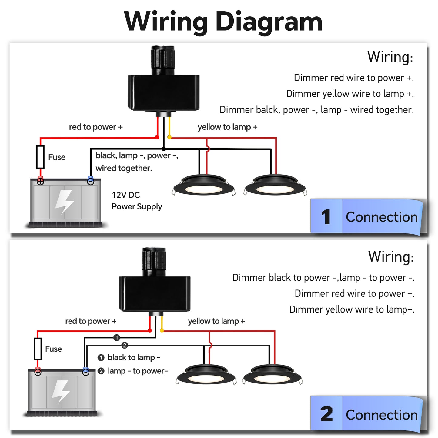 12V Dimmer Switch, 10A RV Light High-side PWM Dimmer, Perfect for Caravan Van Boat Truck Cars Strip Light and 12V LED Light Fixture, Rotary Dimming