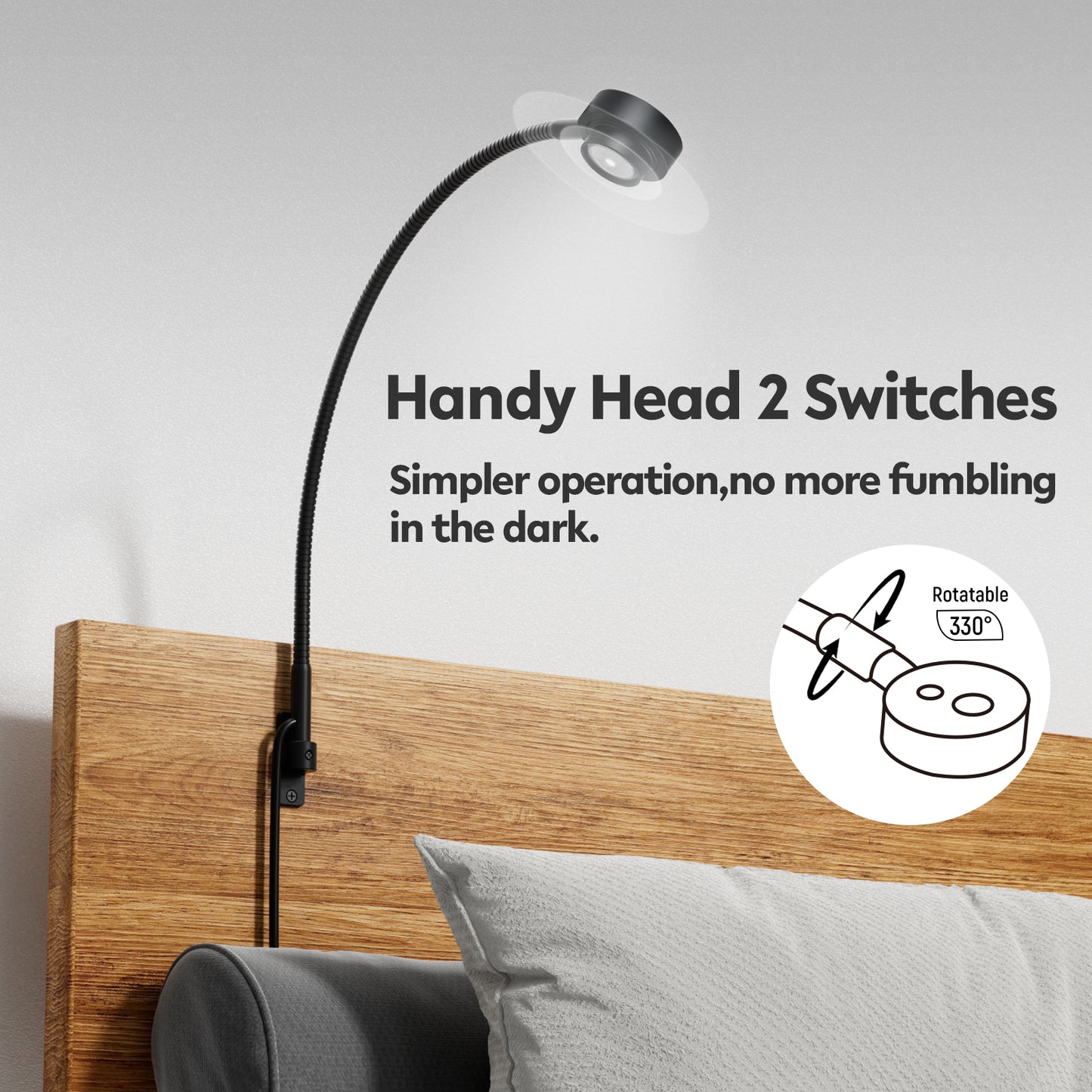 Bedside LED Reading Light, 2700K/4000K/6000K/Amber