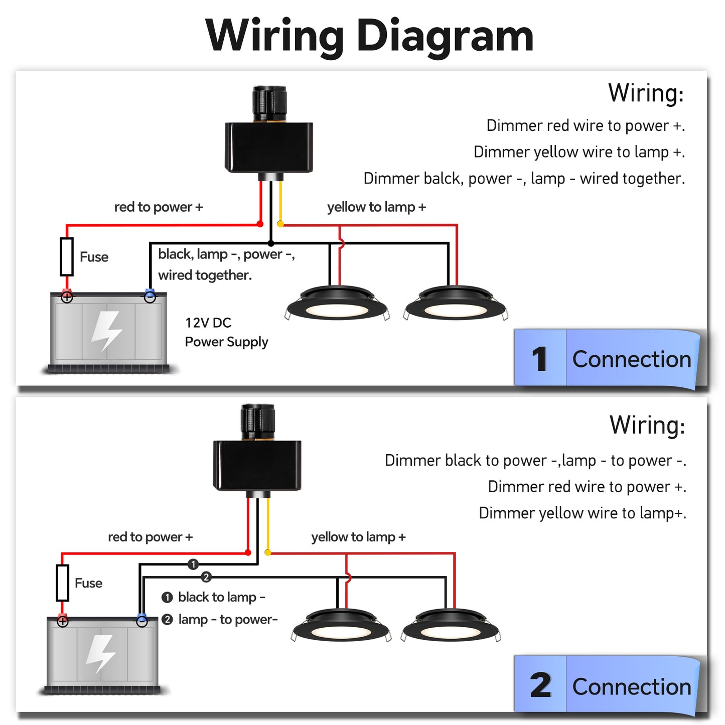 12V Dimmer Switch, 6A RV Light High-side PWM Dimmer, Perfect for Caravan Van Boat Truck Cars Strip Light and 12V LED Light Fixture, Rotary Dimming