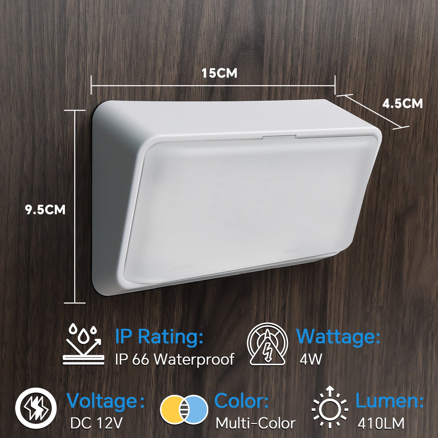 Porch Light LED Dual Color(White/Amber) Switchable 12V, No Switch Exterior Utility Replacement Light for RV Trailer Camper Motorhome, 410 Lumen IP66 Waterproof, White