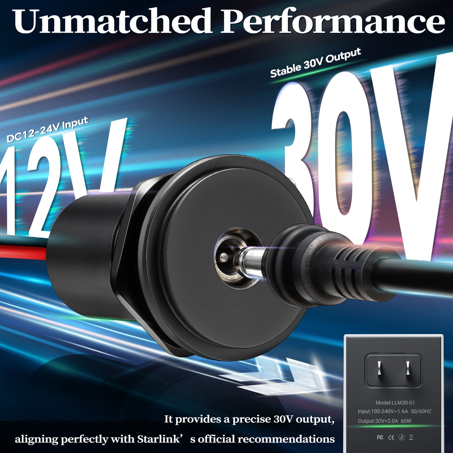 for Starlink Mini 12V Power Adapter Inbuilt Voltage Booster, Aluminum 12V to 30V Step-up Converter for Starlink Mini, Great for RV, Boat, Car, Camper & Off Grid, 12-24V Input 30V Output