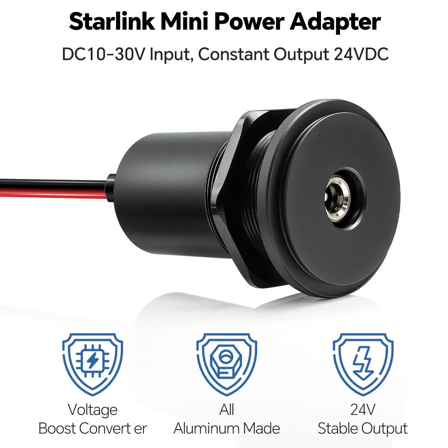 12V Power Boost Adapter for Starlink Mini, 12V-24V Step Up Converter to SL Mini Dish, Aluminum 24 Volt DC Socket for RV Boat Trailer Car, Input 12 Volt Output 24V/3.5A