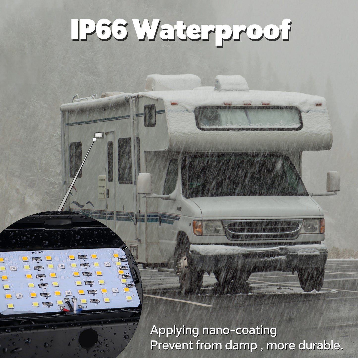 RV Porch Light LED Dual Color(White/Amber) Switchable 12V, No Switch Exterior Utility Replacement Light for RV Trailer Camper Motorhome, 410 Lumen IP66 Waterproof, Black