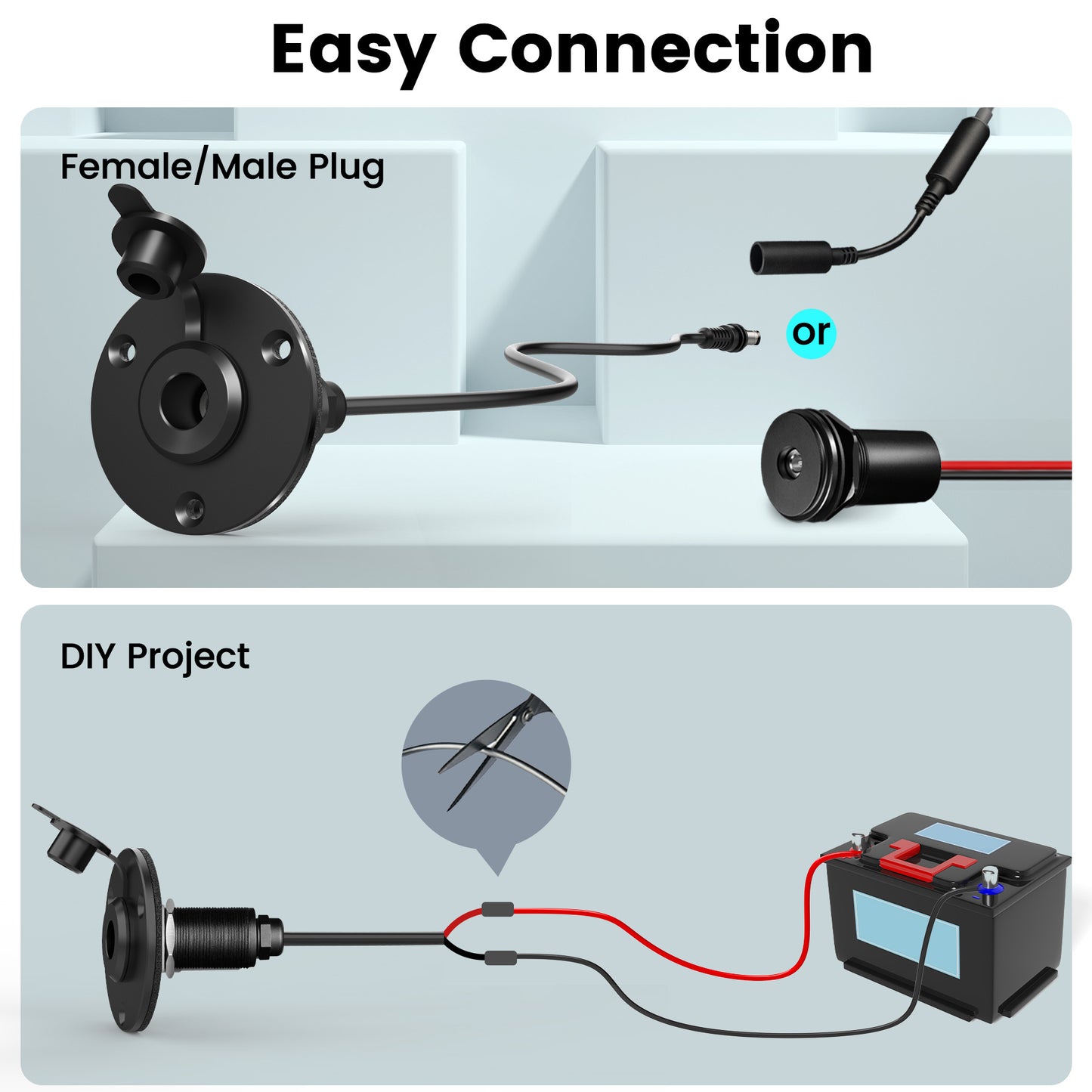 for Starlink Mini DC Female Power Socket, Aluminum Wall Pass Through Kit