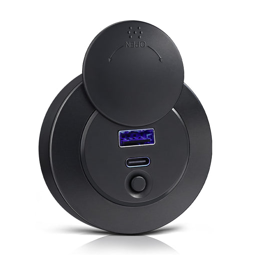 USB Socket 12V USB Outlet Panel Campervan, 30W PD Type-C & 20W USB-A Dual Port Quick Charging Charger, Surface Mount for RV Camper Trailer Truck Boat Golf Cart