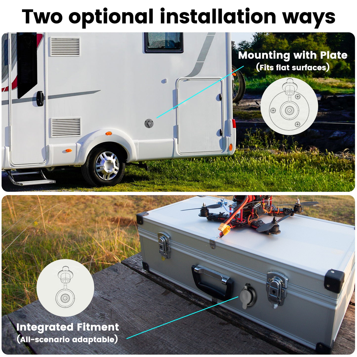 for Starlink Mini DC Female Power Socket, Aluminum Wall Pass Through Kit