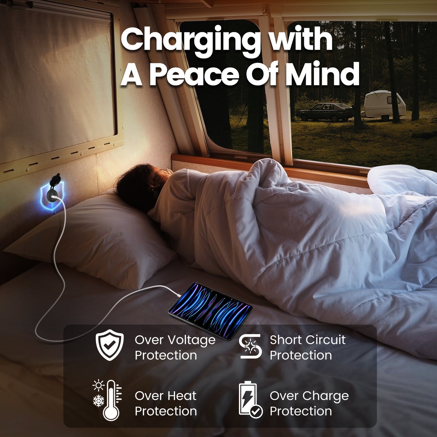 68W 3 Port 12V USB Outlet, Dual PD3.0 Type-C & QC3.0 USB Aluminum Car Charger, Multi Port USB