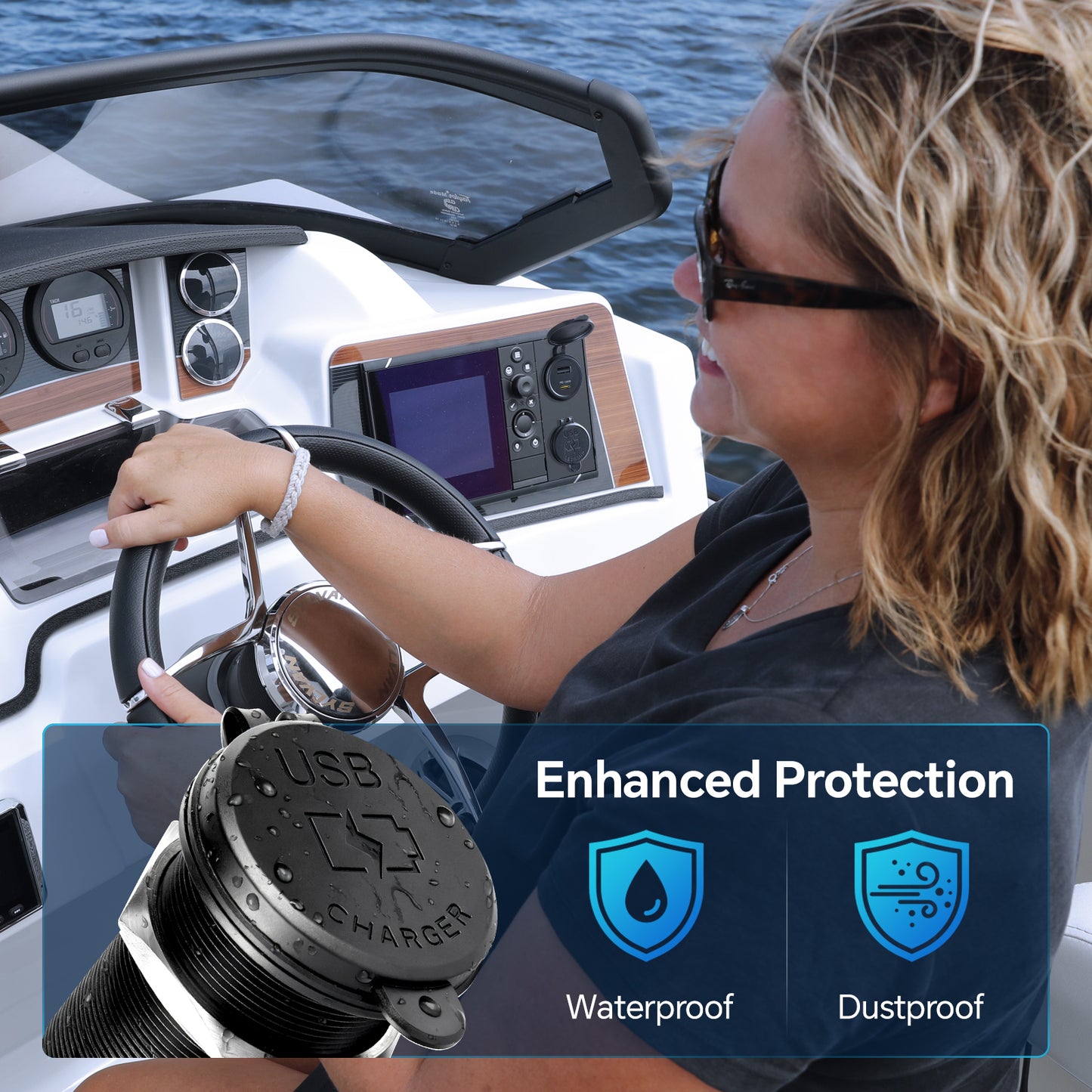 118W 12V USB Socket Aluminum Outlet, 100W PD3.0 USB-C & 18W QC3.0 USB-A