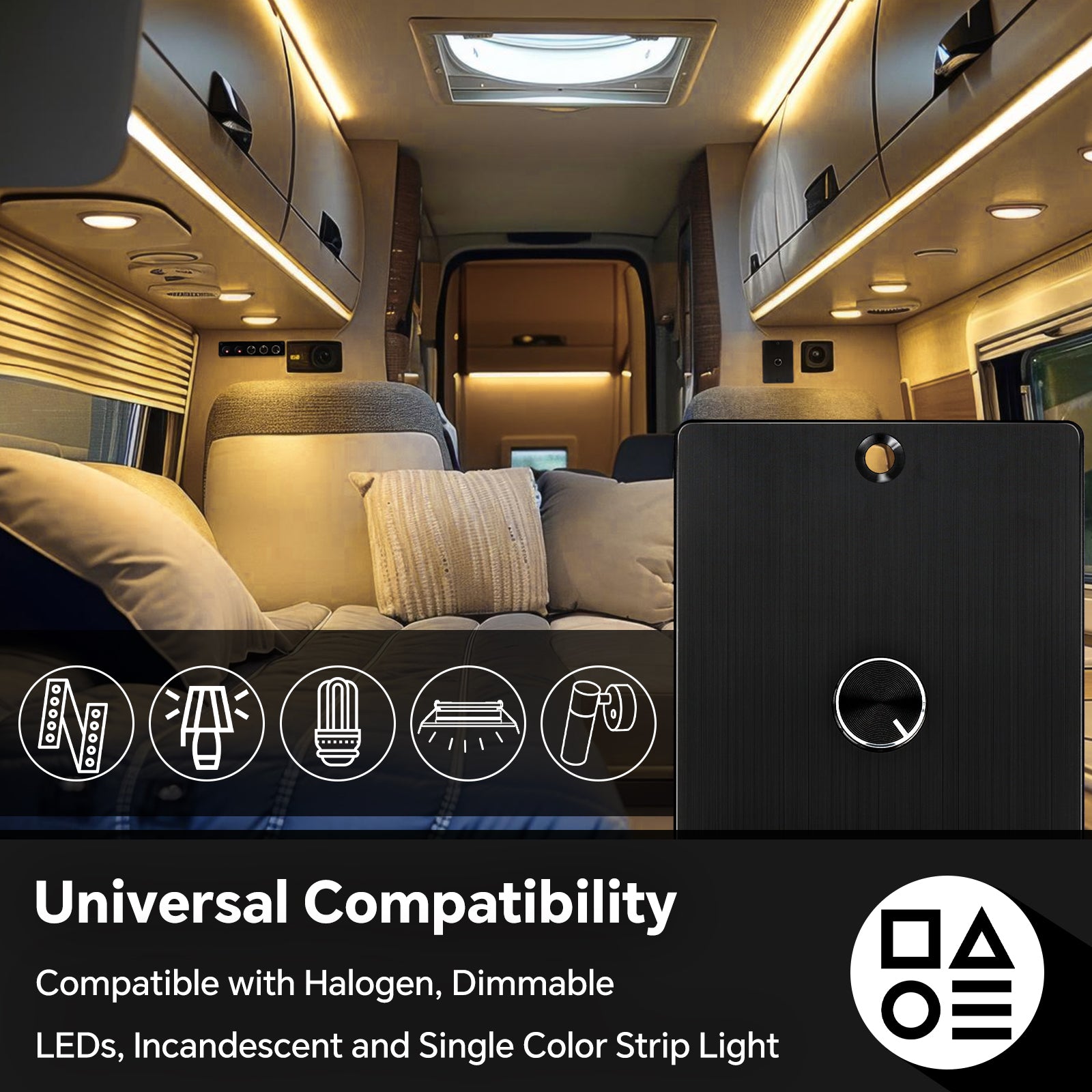 RV Doppel Dimmer 120W 5A PWM 2-Fach Drehschalter Für RV Doppel Dimmer 120W 5A PWM 2-Fach Drehschalter Für