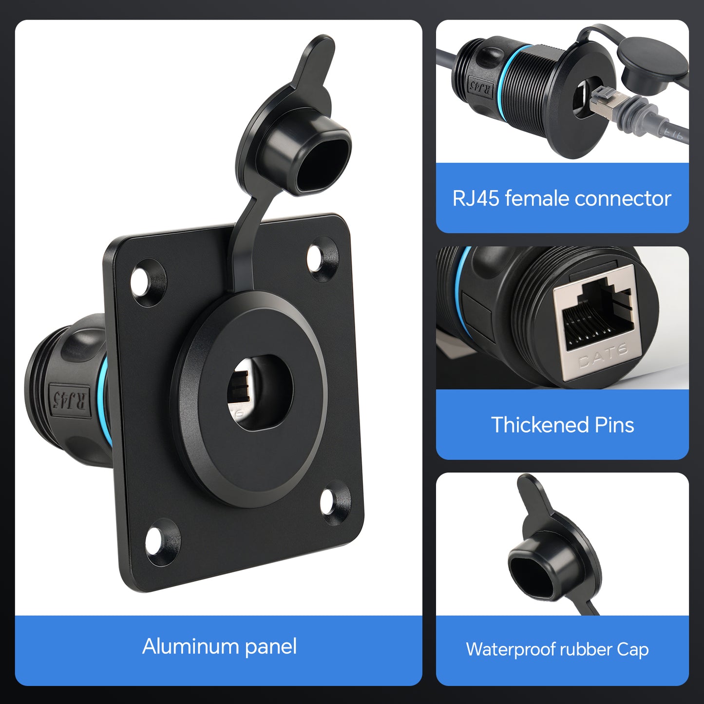 Waterproof Pass Through RJ45 Wall Socket for Starlink Gen3
