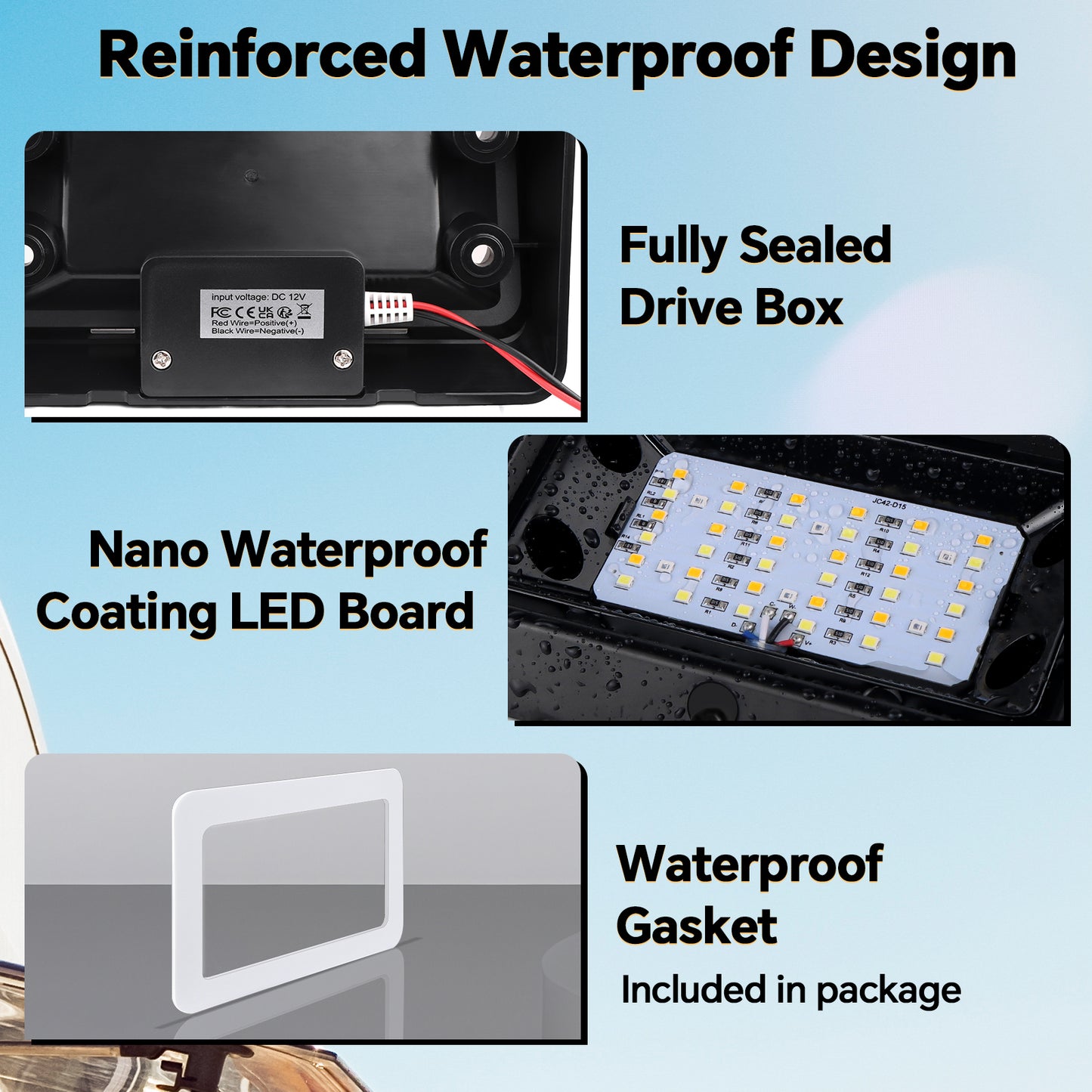 RV Porch Light LED Dual Color(White/Amber) Switchable 12V, No Switch Exterior Utility Replacement Light for RV Trailer Camper Motorhome, 410 Lumen IP66 Waterproof, Black