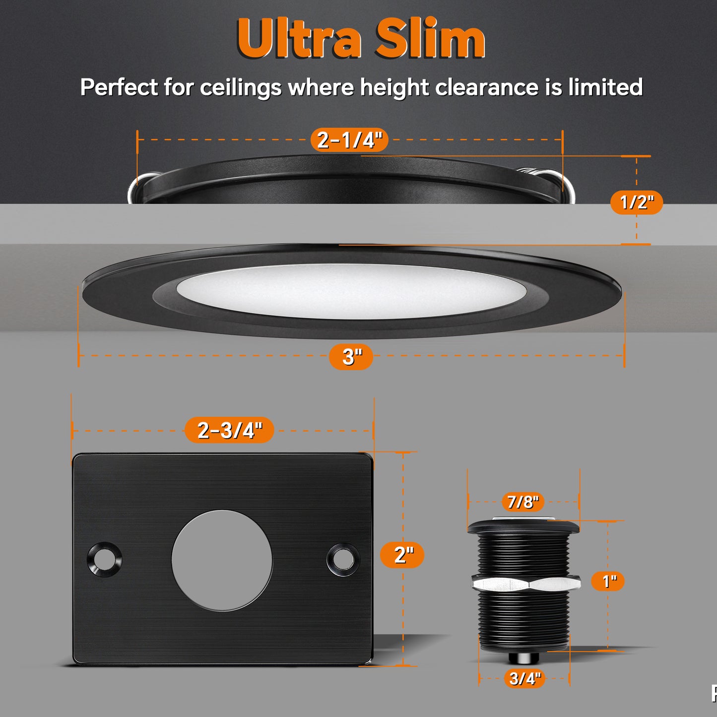 RV 3” Recessed Puck Light Kit, 12V Bi-color LED Downlight Full Aluminum for Boat Camper Van Trailer Motorhome, 3W CRI90+ Dual Color (12V Dimmer included)