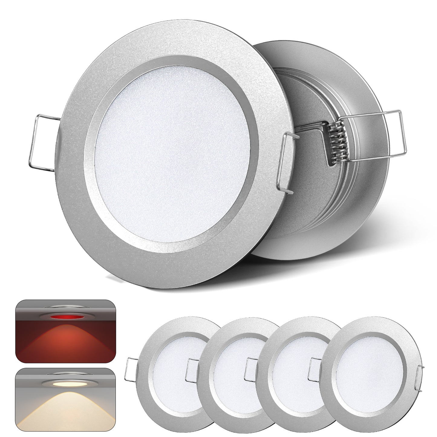 acegoo 12V Bi-color 3” Recessed Puck Light for RV Boat Camper Van, 3W CRI90 Dual Color (Note:Works with acegoo 12V dual-mode dimmer)