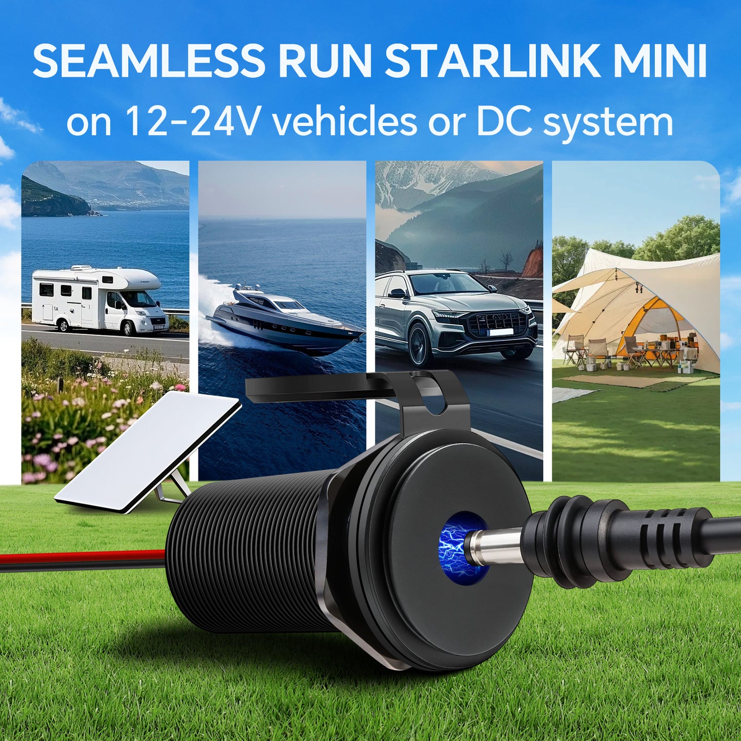 tarlink Mini 12V Adapter Recessed Mount, DC 12V to 30V Step Up Converter Waterproof & Aluminum