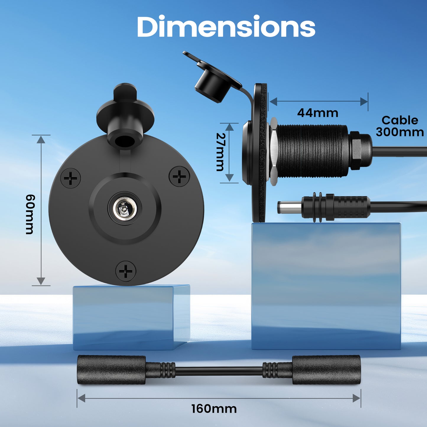 for Starlink Mini DC Female Power Socket, Aluminum Wall Pass Through Kit