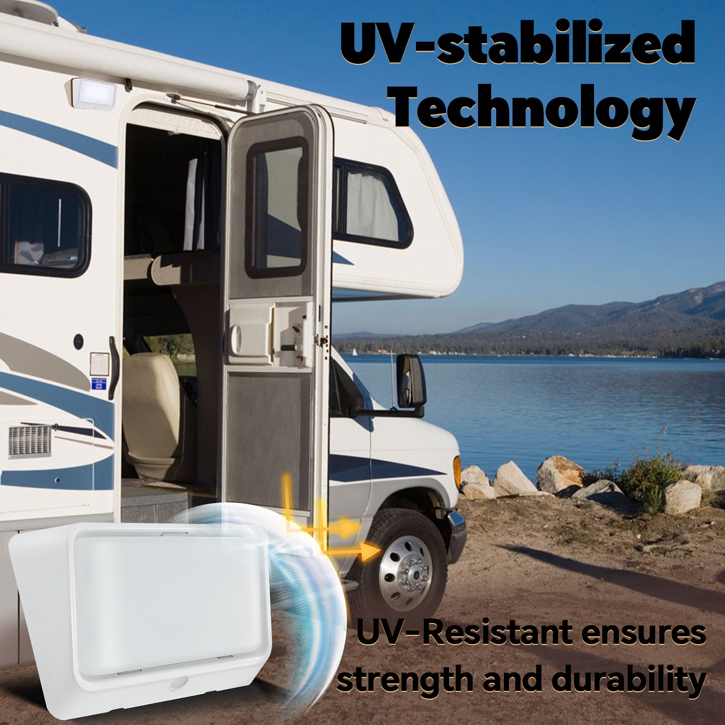 Porch Light LED Dual Color(White/Amber) Switchable 12V, No Switch Exterior Utility Replacement Light for RV Trailer Camper Motorhome, 410 Lumen IP66 Waterproof, White