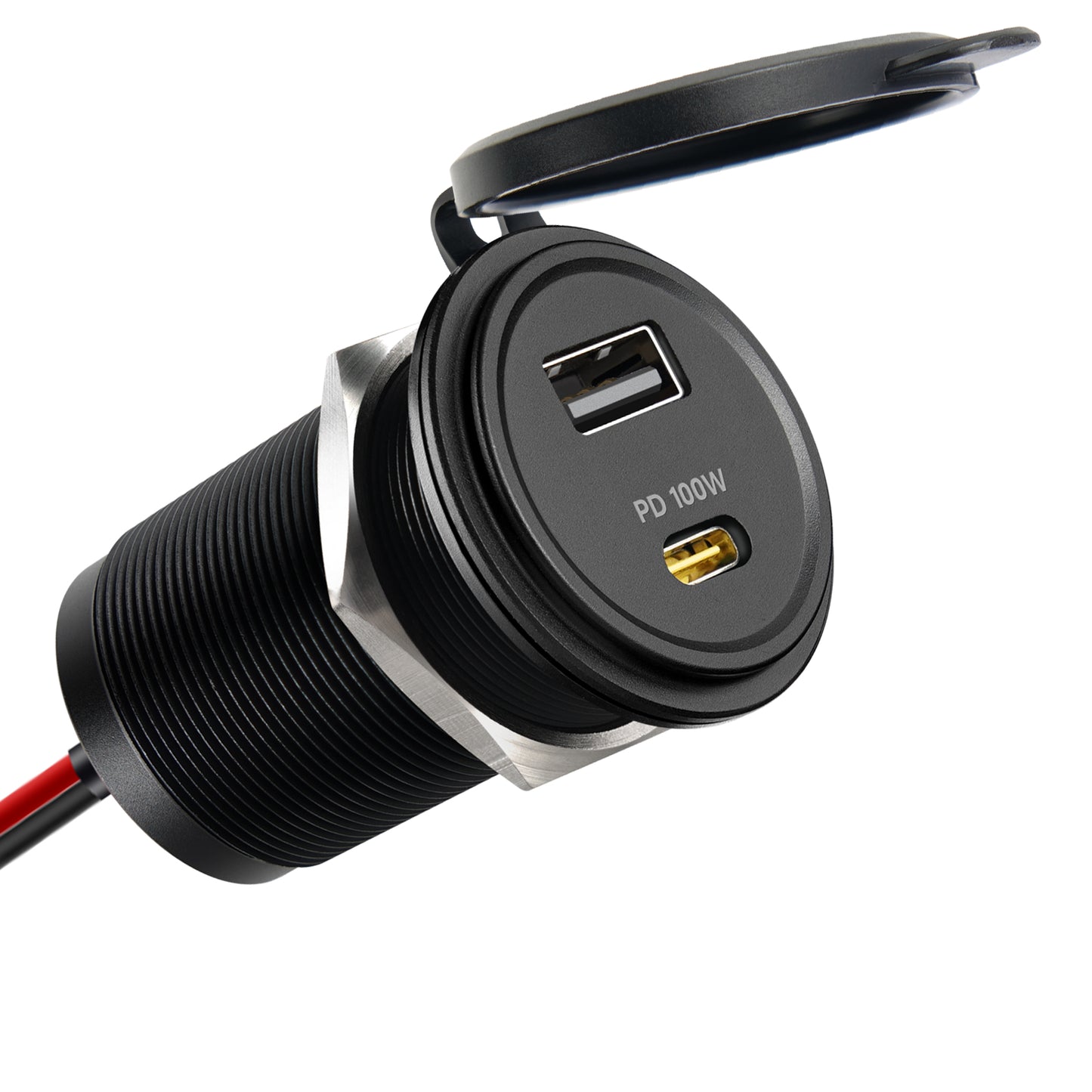 118W 12V USB Socket Aluminum Outlet, 100W PD3.0 USB-C & 18W QC3.0 USB-A